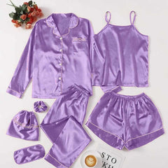 Imported All-In-One Complete 7-Pcs Silk Nightsuit. Imported All-In-One Complete 7-Pcs Silk Nightsuit.