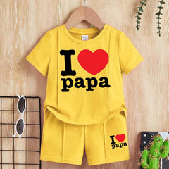 I Love PAPA Kids Pintex Style 2-Pcs Summer Suit. (HTS+SH) I Love PAPA Kids Pintex Style 2-Pcs Summer Suit. (HTS+SH)
