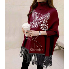 Butterfly Printed Bat-Wing Style Viscose Poncho. Butterfly Printed Bat-Wing Style Viscose Poncho.