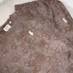 Heart Textured Horse Logo Printed Style Western 2-Pcs Summer Tracksuit For Her. WSTS-08 Heart Textured Horse Logo Printed Style Western 2-Pcs Summer Tracksuit For Her. WSTS-08