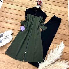 Sleeves Stripe Style Patch-Work Long 2-Pcs Winter Tracksuit. D-1 Sleeves Stripe Style Patch-Work Long 2-Pcs Winter Tracksuit. D-1