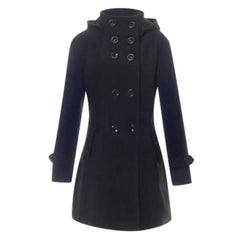 6-Button Hooded Style Casual Winter Fleece Coat For Her. 6-Button Hooded Style Casual Winter Fleece Coat For Her.
