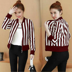 Korean Stripe Style Winter Zipper Jacket. Korean Stripe Style Winter Zipper Jacket.