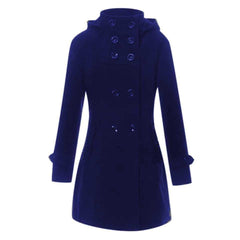 6-Button Hooded Style Casual Winter Fleece Coat For Her. 6-Button Hooded Style Casual Winter Fleece Coat For Her.
