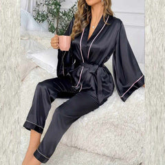 Imported Tipping-Gown Style 2-Pcs Silk Nightsuit. (Gown-Pajama) Imported Tipping-Gown Style 2-Pcs Silk Nightsuit. (Gown-Pajama)