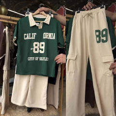 Cali-89 Collar Cargo Style Western 2-Pcs Summer Tracksuit For Her. WSTS-05 Cali-89 Collar Cargo Style Western 2-Pcs Summer Tracksuit For Her. WSTS-05