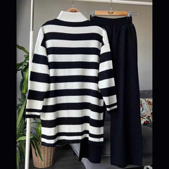 High Neck Stripe Printed Premium Quality Winter 2-Pcs Tracksuit For Her. WWTS-05 High Neck Stripe Printed Premium Quality Winter 2-Pcs Tracksuit For Her. WWTS-05