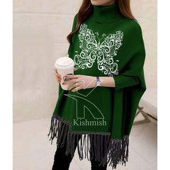 Butterfly Printed Bat-Wing Style Viscose Poncho. Butterfly Printed Bat-Wing Style Viscose Poncho.