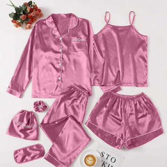 Imported All-In-One Complete 7-Pcs Silk Nightsuit. Imported All-In-One Complete 7-Pcs Silk Nightsuit.