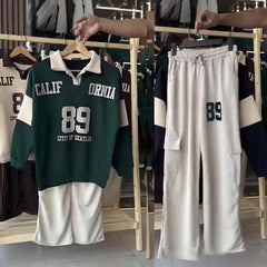 Cali-89 Collar Cargo Style 2-Pcs Winter Tracksuit For Her. WWTS-45 Cali-89 Collar Cargo Style 2-Pcs Winter Tracksuit For Her. WWTS-45