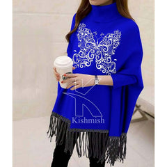 Butterfly Printed Bat-Wing Style Viscose Poncho. Butterfly Printed Bat-Wing Style Viscose Poncho.