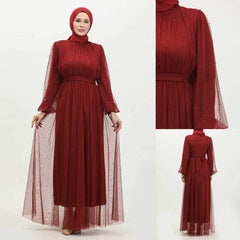 Turkish Net Pearls Belt Style Heavy-Flair Long-Length Maxi. (Premium Collection) Turkish Net Pearls Belt Style Heavy-Flair Long-Length Maxi. (Premium Collection)