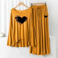 Plazo-Style Big-Printed 2-Pcs Lounge And Night Wear Suit. WLW-08 Plazo-Style Big-Printed 2-Pcs Lounge And Night Wear Suit. WLW-08