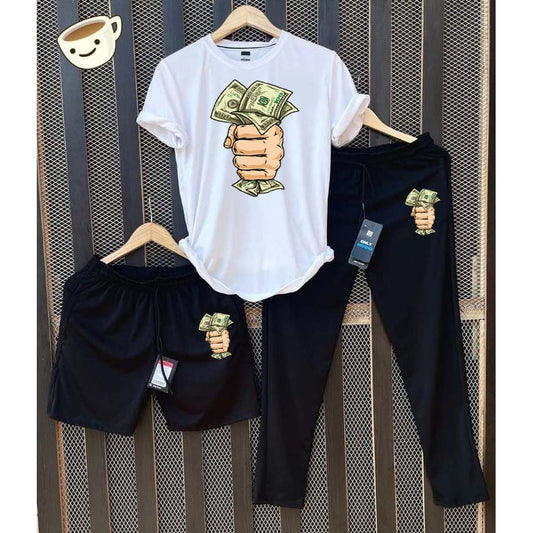 White Dollar Capture Bundle Of 3 Dry-Fit Premium Quality Summer Suit.