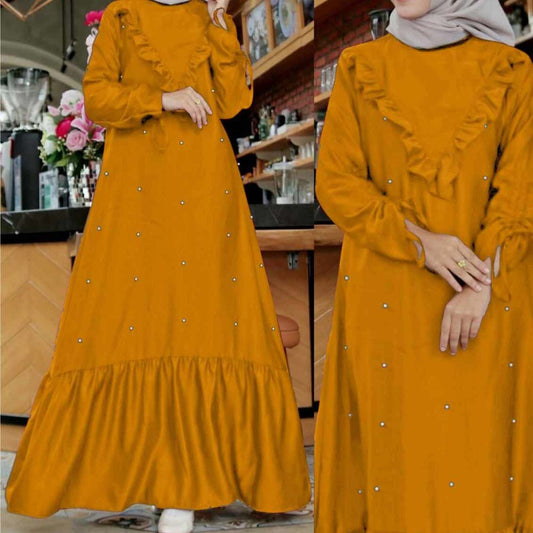 Turkish Style Pearls Work Long Heavy Flair Maxi.