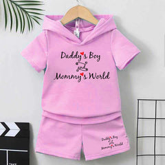 DB & MW Kids Hooded Style 2-Pcs Summer Suit. (HOTS+SH) DB & MW Kids Hooded Style 2-Pcs Summer Suit. (HOTS+SH)