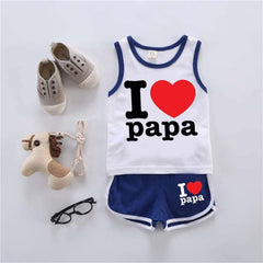 I Love PAPA Sando Style 2-Pcs Summer Suit. (SD+SH) I Love PAPA Sando Style 2-Pcs Summer Suit. (SD+SH)