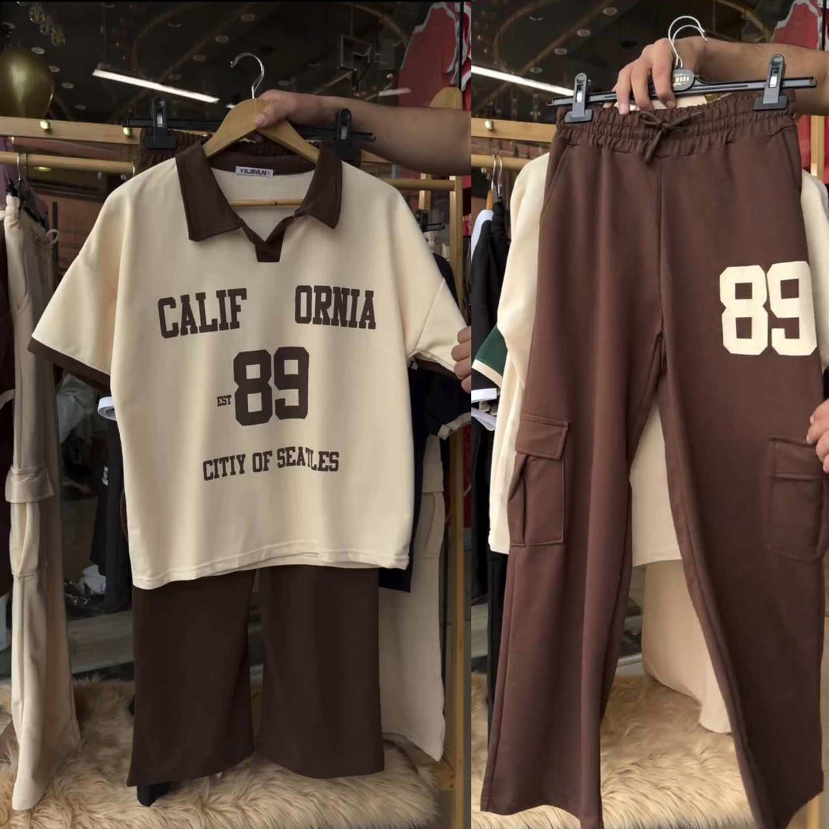 Cali-89 Collar Cargo Style Western 2-Pcs Summer Tracksuit For Her. WSTS-05