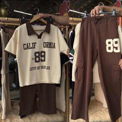 Cali-89 Collar Cargo Style Western 2-Pcs Summer Tracksuit For Her. WSTS-05 Cali-89 Collar Cargo Style Western 2-Pcs Summer Tracksuit For Her. WSTS-05
