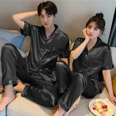 Imported Regular Style Unisex 2-Pcs Silk Nightsuit. (H-Sleeve+Pajama) Imported Regular Style Unisex 2-Pcs Silk Nightsuit. (H-Sleeve+Pajama)
