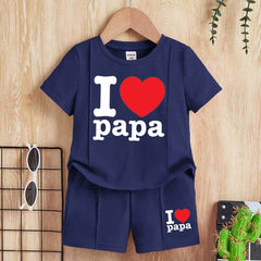 I Love PAPA Kids Pintex Style 2-Pcs Summer Suit. (HTS+SH) I Love PAPA Kids Pintex Style 2-Pcs Summer Suit. (HTS+SH)
