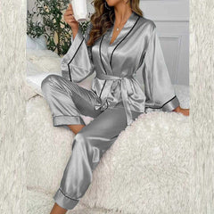 Imported Tipping-Gown Style 2-Pcs Silk Nightsuit. (Gown-Pajama) Imported Tipping-Gown Style 2-Pcs Silk Nightsuit. (Gown-Pajama)