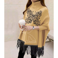 Butterfly Printed Bat-Wing Style Viscose Poncho. Butterfly Printed Bat-Wing Style Viscose Poncho.