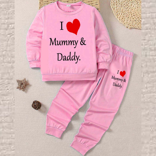 I Love D+M Kids Sweat Style 2-Pcs Summer Suit. (FTS+TR)