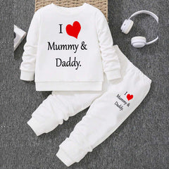 I Love D+M Kids Sweat Style 2-Pcs Summer Suit. (FTS+TR) I Love D+M Kids Sweat Style 2-Pcs Summer Suit. (FTS+TR)