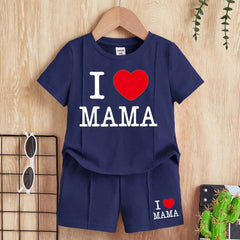 I Love MAMA Kids Pintex Style 2-Pcs Summer Suit. (HTS+SH) I Love MAMA Kids Pintex Style 2-Pcs Summer Suit. (HTS+SH)