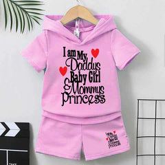 I Love DBG & MP Kids Hooded Style 2-Pcs Summer Suit. (HOTS+SH) I Love DBG & MP Kids Hooded Style 2-Pcs Summer Suit. (HOTS+SH)