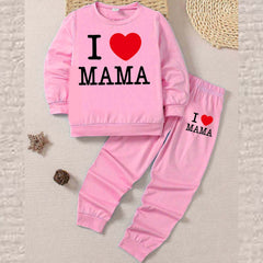 I Love MAMA Kids Sweat Style 2-Pcs Summer Suit. (FTS+TR) I Love MAMA Kids Sweat Style 2-Pcs Summer Suit. (FTS+TR)