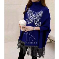 Butterfly Printed Bat-Wing Style Viscose Poncho. Butterfly Printed Bat-Wing Style Viscose Poncho.