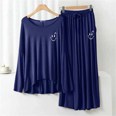 Plazo-Style Logo-Printed 2-Pcs Lounge And Night Wear Suit. WLW-08 Plazo-Style Logo-Printed 2-Pcs Lounge And Night Wear Suit. WLW-08