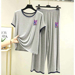 Contrast Tape-Style Logo-Printed 2-Pcs Lounge And Night Wear Suit. WLW-07 Contrast Tape-Style Logo-Printed 2-Pcs Lounge And Night Wear Suit. WLW-07