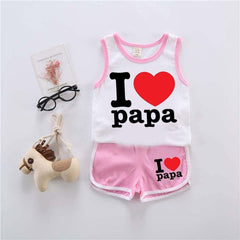 I Love PAPA Sando Style 2-Pcs Summer Suit. (SD+SH) I Love PAPA Sando Style 2-Pcs Summer Suit. (SD+SH)