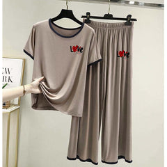 Contrast Tape-Style Logo-Printed 2-Pcs Lounge And Night Wear Suit. WLW-07 Contrast Tape-Style Logo-Printed 2-Pcs Lounge And Night Wear Suit. WLW-07