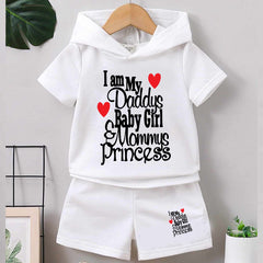 I Love DBG & MP Kids Hooded Style 2-Pcs Summer Suit. (HOTS+SH) I Love DBG & MP Kids Hooded Style 2-Pcs Summer Suit. (HOTS+SH)