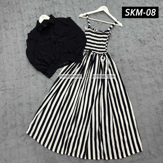 Short Koti & Printed Smoky Maxi Style Western 2-Pcs Stiched Suit. SKM-08