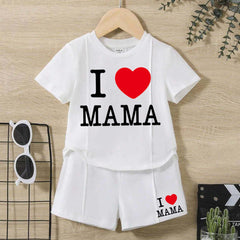 I Love MAMA Kids Pintex Style 2-Pcs Summer Suit. (HTS+SH) I Love MAMA Kids Pintex Style 2-Pcs Summer Suit. (HTS+SH)