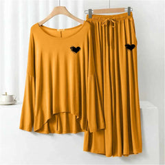 Plazo-Style Logo-Printed 2-Pcs Lounge And Night Wear Suit. WLW-08 Plazo-Style Logo-Printed 2-Pcs Lounge And Night Wear Suit. WLW-08