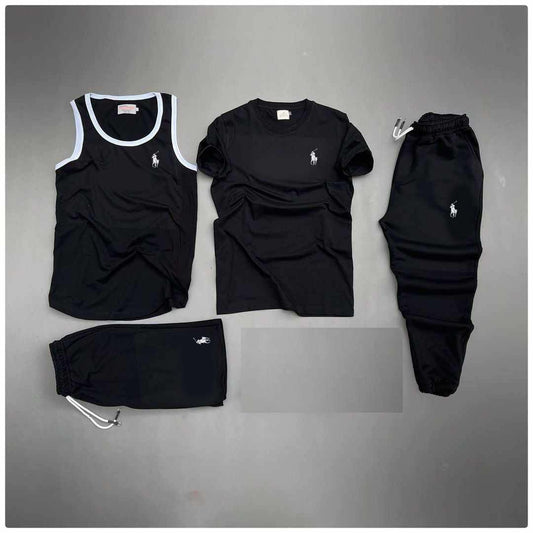 Black Polo Horse Logo Printed Bundle Of 4 Dry-Fit Complete Summer Deal.