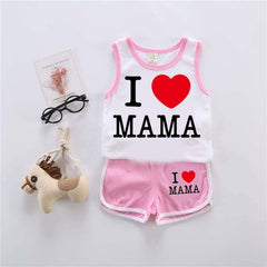 I Love MAMA Kids Sando Style 2-Pcs Summer Suit. (SD+SH) I Love MAMA Kids Sando Style 2-Pcs Summer Suit. (SD+SH)