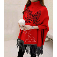 Butterfly Printed Bat-Wing Style Viscose Poncho. Butterfly Printed Bat-Wing Style Viscose Poncho.