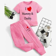 I Love D+M Kids Trouser Pintex Style 2-Pcs Summer Suit. (HTS+TR) I Love D+M Kids Trouser Pintex Style 2-Pcs Summer Suit. (HTS+TR)