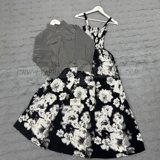 Short Koti & Printed Smoky Maxi Style Western 2-Pcs Stiched Suit. SKM-13