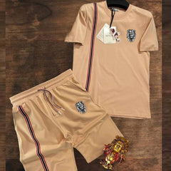 Front Stripe Style Lion Printed Premium Quality 2-Pcs Summer Suit. Front Stripe Style Lion Printed Premium Quality 2-Pcs Summer Suit.