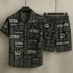 All-Over News-Paper 3D Printed Premium Quality Dry-Fit 2-Pcs Summer Suit. MS3D-15 All-Over News-Paper 3D Printed Premium Quality Dry-Fit 2-Pcs Summer Suit. MS3D-15