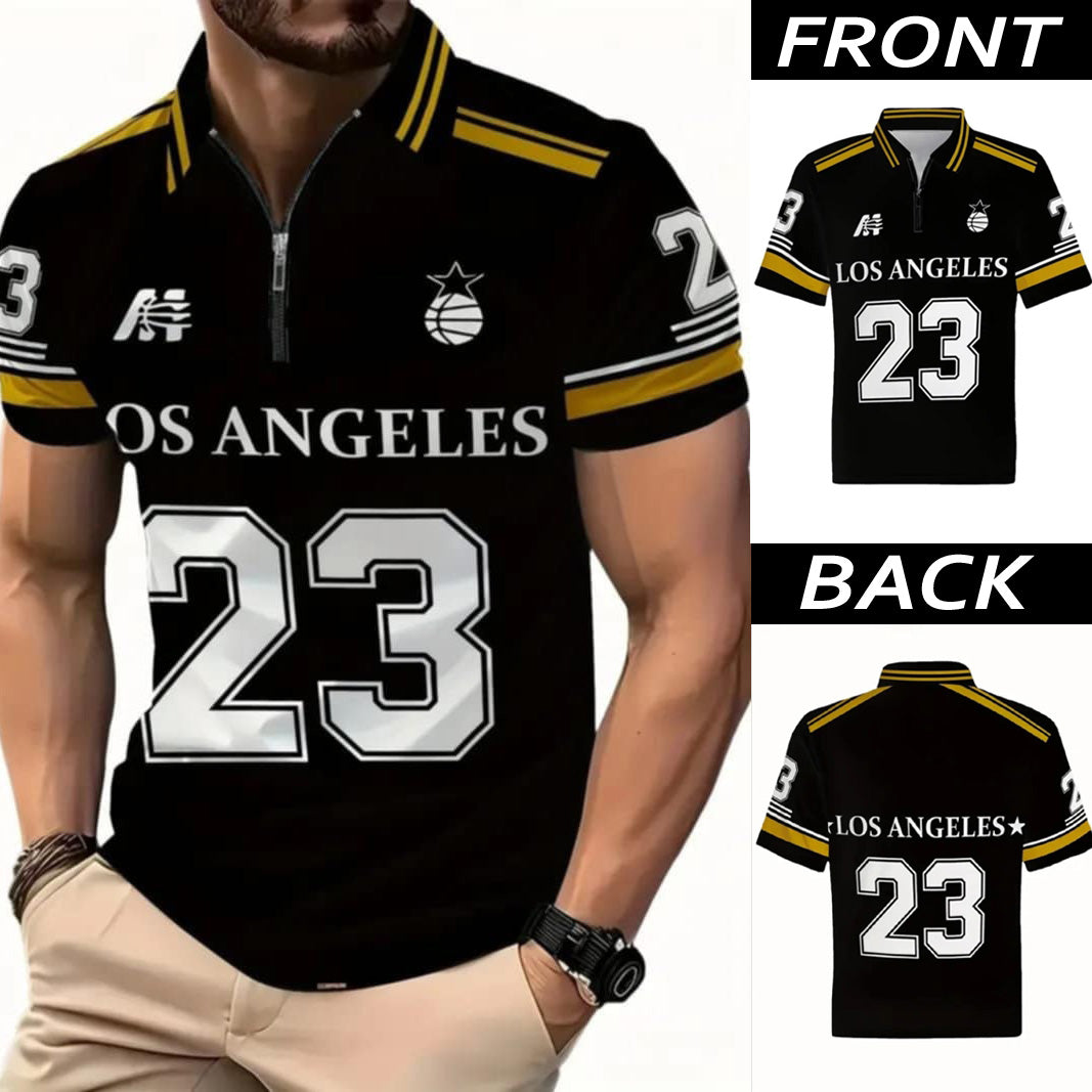 Dry-Fit 3D LA-23 Printed Style Half-Sleeve Polo Summer Tshirt. MS3DP-15