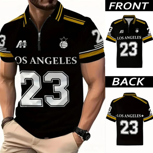 Dry-Fit 3D LA-23 Printed Style Half-Sleeve Polo Summer Tshirt. MS3DP-15